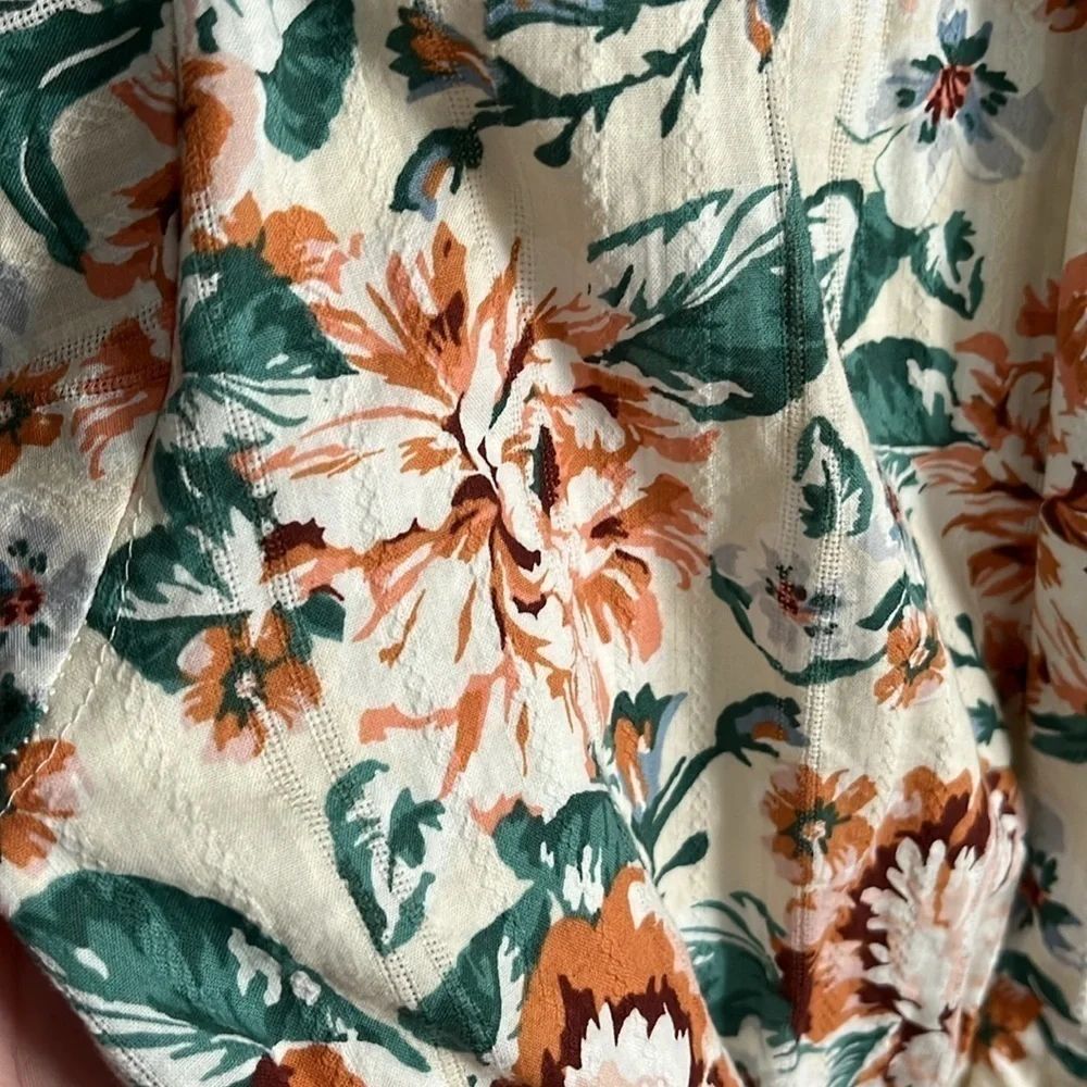 Lauren Conrad floral boho peasant ruffle hem mini dress size medium